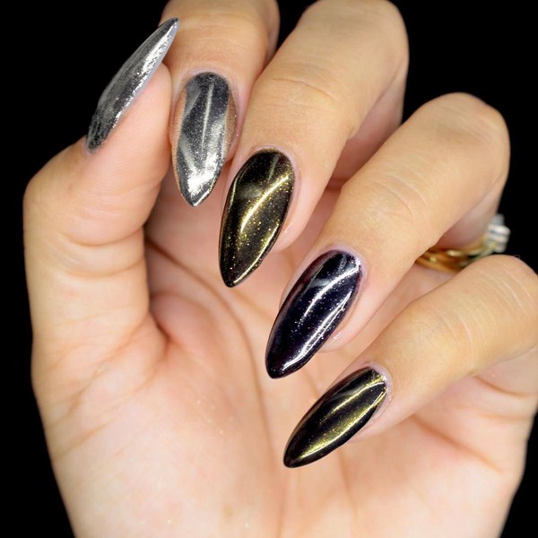 Manicure cermin yang menggembirakan 2024-2025: gambar, idea manicure cermin