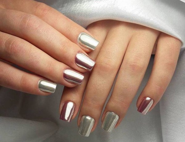 Manicure cermin yang menggembirakan 2024-2025: gambar, idea manicure cermin