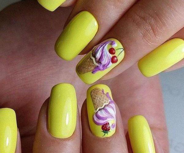 Manicure kuning asli 2024-2025 dalam gaya yang berbeza: perkara baru, idea, trend