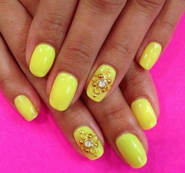 Manicure kuning asli 2024-2025 dalam gaya yang berbeza: perkara baru, idea, trend