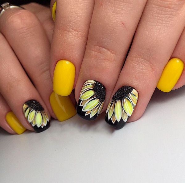 Manicure kuning asli 2024-2025 dalam gaya yang berbeza: perkara baru, idea, trend