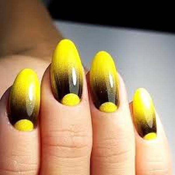 Manicure kuning asli 2024-2025 dalam gaya yang berbeza: perkara baru, idea, trend