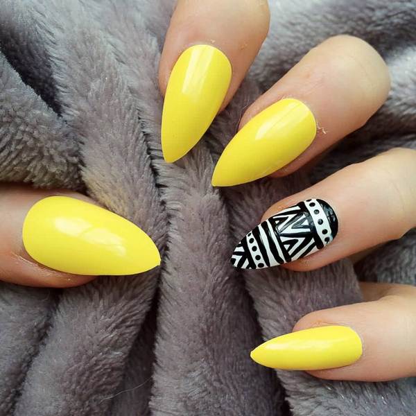 Manicure kuning asli 2024-2025 dalam gaya yang berbeza: perkara baru, idea, trend