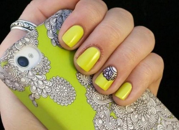 Manicure kuning asli 2024-2025 dalam gaya yang berbeza: perkara baru, idea, trend