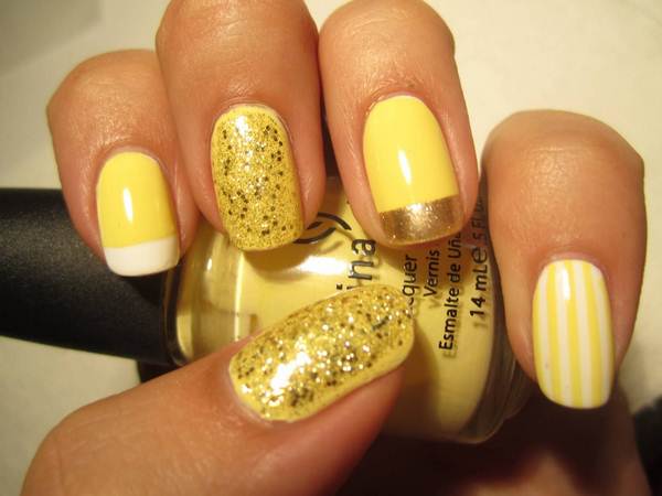 Manicure kuning asli 2024-2025 dalam gaya yang berbeza: perkara baru, idea, trend