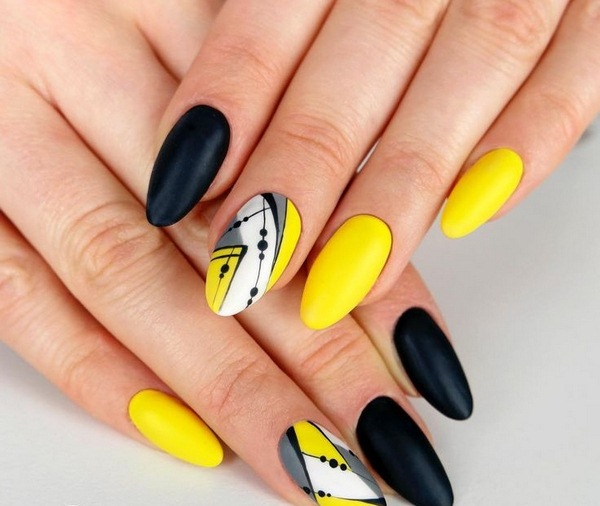 Manicure kuning asli 2024-2025 dalam gaya yang berbeza: perkara baru, idea, trend