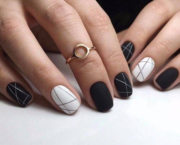 Manicure hitam dan putih yang indah 2024-2025: idea terbaik dalam reka bentuk kuku hitam dan putih dalam gaya yang berbeza