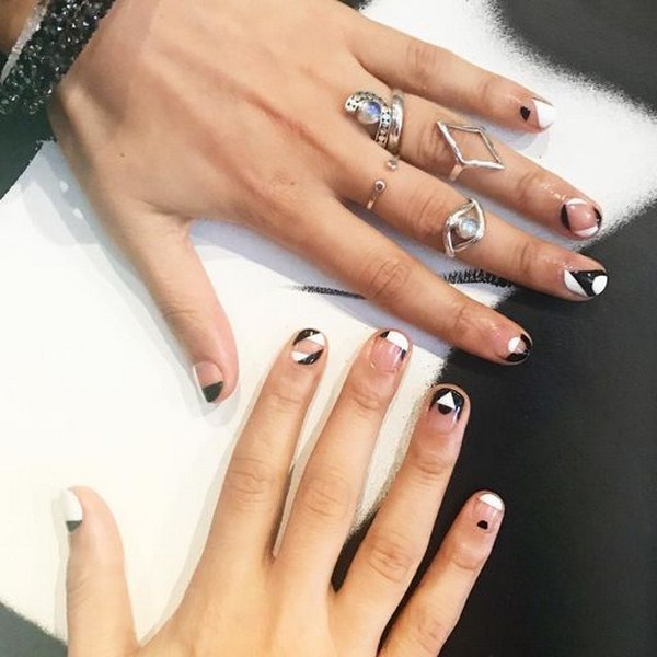 Manicure hitam dan putih yang indah 2024-2025: idea terbaik dalam reka bentuk kuku hitam dan putih dalam gaya yang berbeza