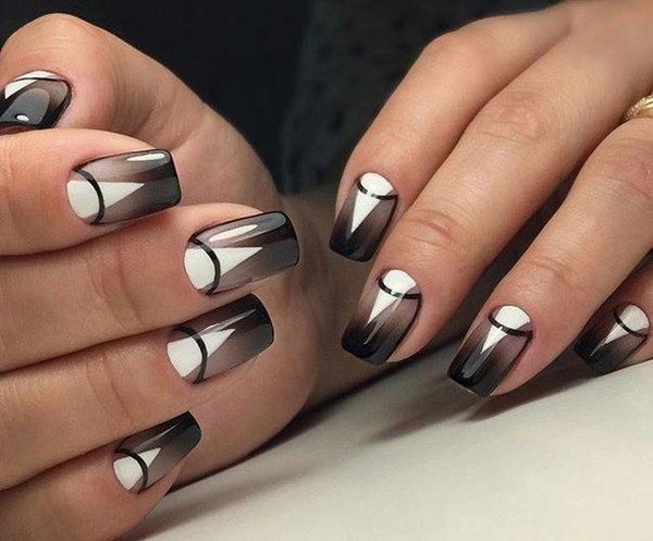 Manicure hitam dan putih yang indah 2024-2025: idea terbaik dalam reka bentuk kuku hitam dan putih dalam gaya yang berbeza