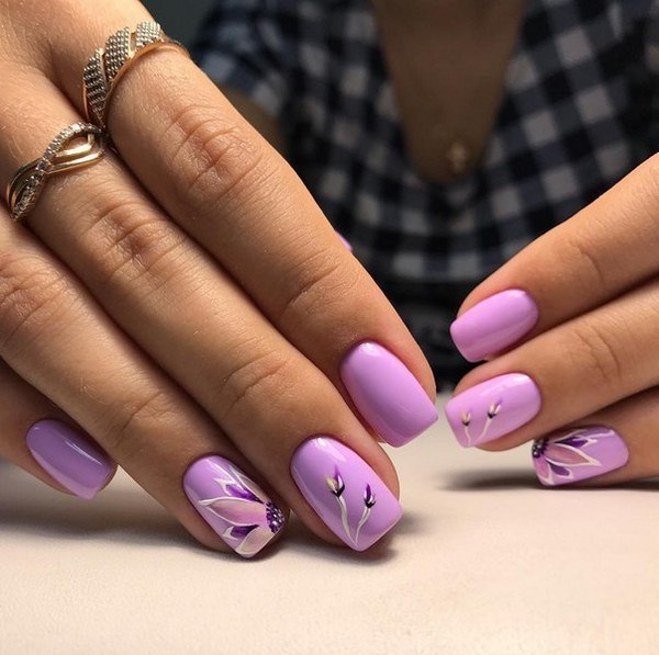 Manicure ungu yang lazat 2024-2025: idea, produk baru, trend - foto