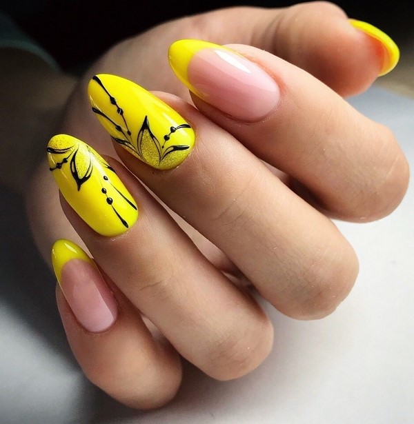 Manicure kuning asli 2024-2025 dalam gaya yang berbeza: perkara baru, idea, trend