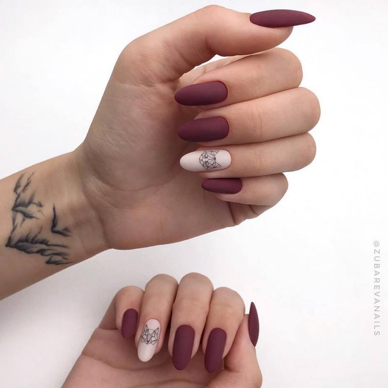 Manicure burgundy menawan 2024-2025 dalam teknik dan gaya baru