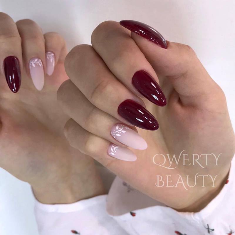 Manicure burgundy menawan 2024-2025 dalam teknik dan gaya baru