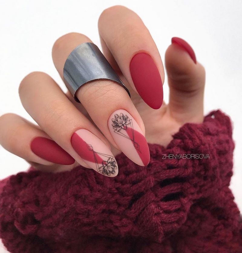 Manicure burgundy menawan 2024-2025 dalam teknik dan gaya baru