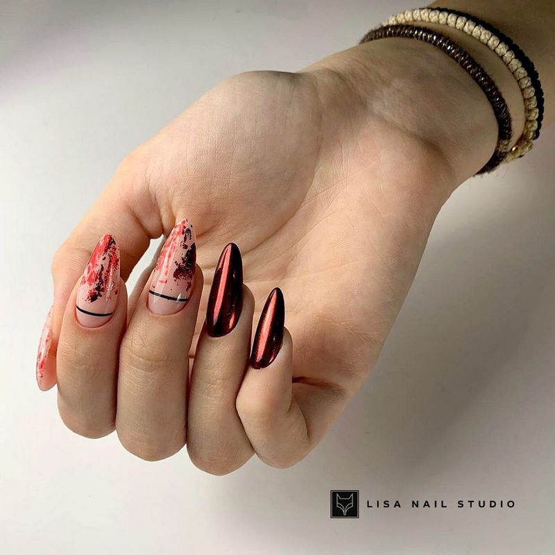 Manicure burgundy menawan 2024-2025 dalam teknik dan gaya baru