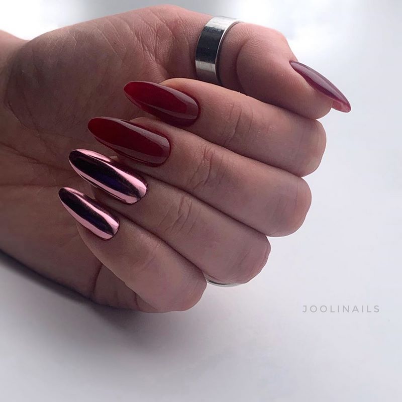 Manicure burgundy menawan 2024-2025 dalam teknik dan gaya baru