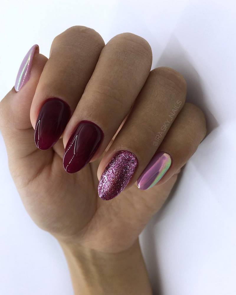 Manicure burgundy menawan 2024-2025 dalam teknik dan gaya baru