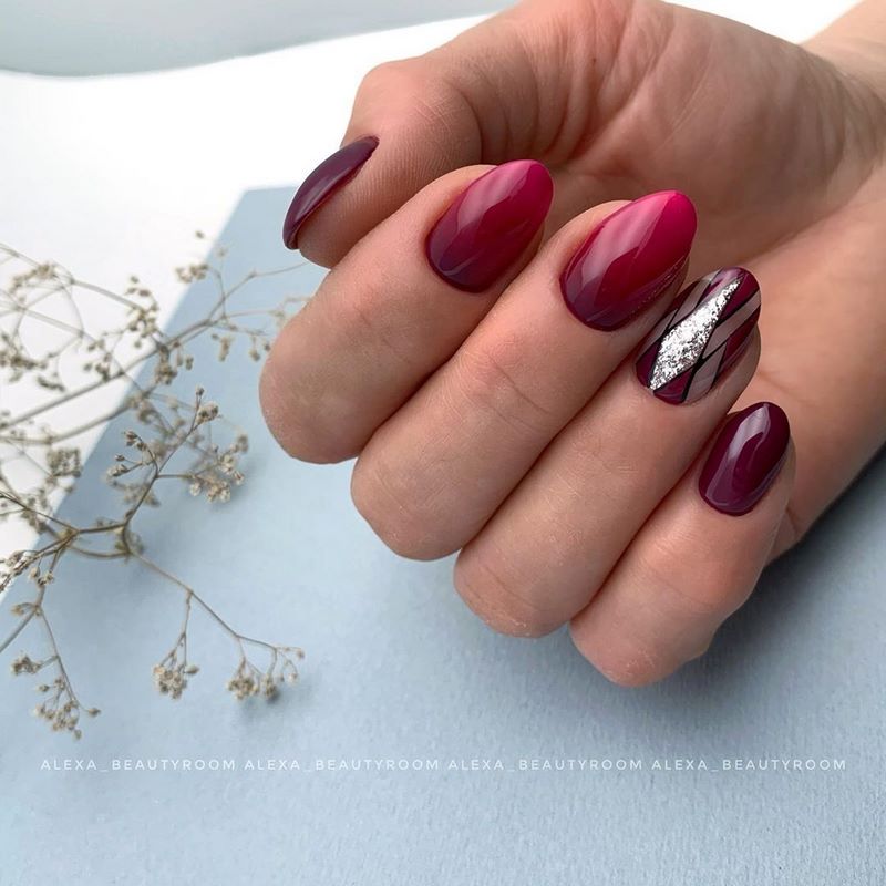 Manicure burgundy menawan 2024-2025 dalam teknik dan gaya baru