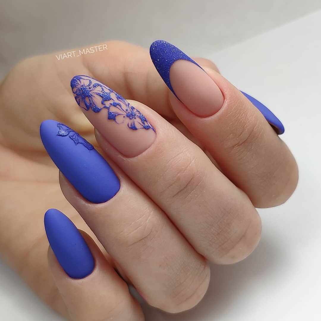 Manicure biru bergaya 2024-2025: idea, berita, trend - foto