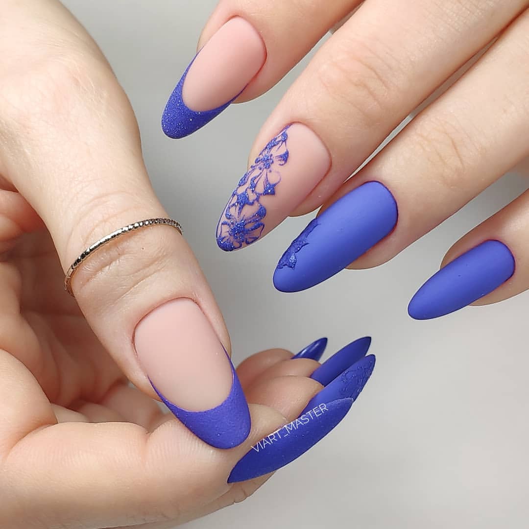 Manicure biru bergaya 2024-2025: idea, berita, trend - foto